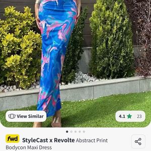 Abstract print bodycone maxi dress