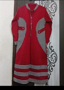 Red &amp; Houndstooth kurti