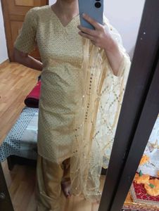 Golden Patiyala Suit without Dupatta