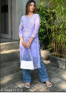 Long Purple Kurta With Mirror Work