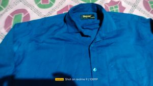 Blue Casual Button-Down Shirt