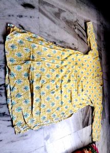 Yellow Printed Kurta