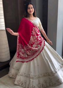 Elegant Lehenga with Red Shawl