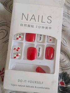DIY Red & Heart Press-On Nails