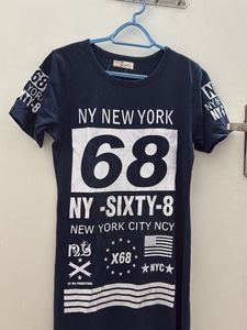 Navy 'NY 68' Graphic T-Shirt Dress