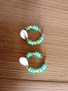 Shell & Clay Heishi Hoop Earrings