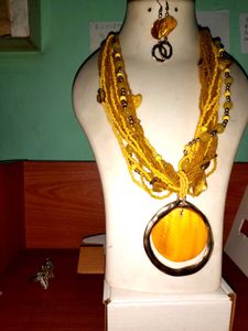 Buy 2 Yellow Beaded Jewelry Set
