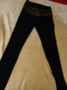 Black Pants with Gold Waist Detail