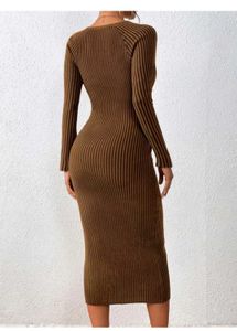 With Tag Brown Knit Bodycon Dress