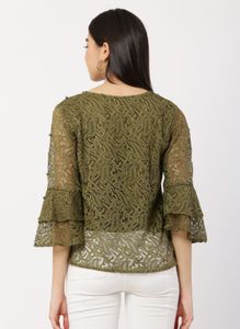 Olive Green Lace Blouse