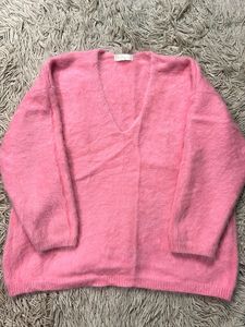 Pink Fuzzy V-Neck Sweater