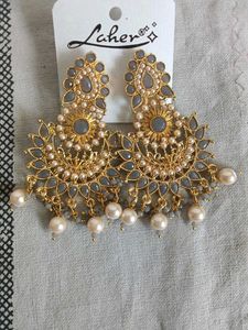Elegant Gray & Gold Statement Earrings