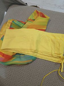 Yellow Georgette Saree With Blouse Peticoat