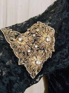 Black Full Sleeve Velvet Blouse (Women&#39;s)