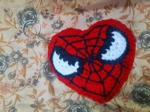 Crochet Batman Heart-Shaped Keychain