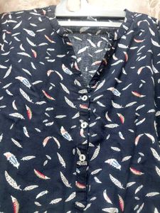 Patterned Navy Tunic Top
