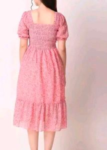 Pink Floral Midi Dress