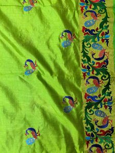 💚💚Beautiful Green Saree With Peacock Work