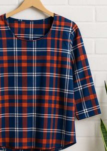 Plaid 3/4 Sleeve Top