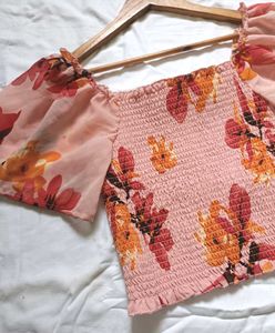 Unused Peach Floral Top