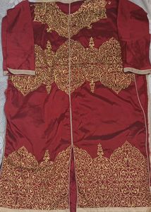 Unstitched Blue And Red Kurta