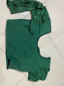 Green Blouse With 3/4 Sleeves