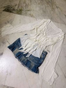 Sheer Top With Ruffle
