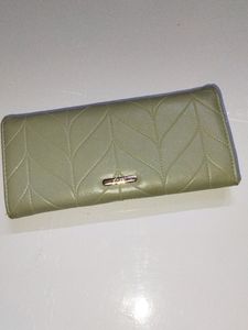Olive Green Leaf Embossed Wallet