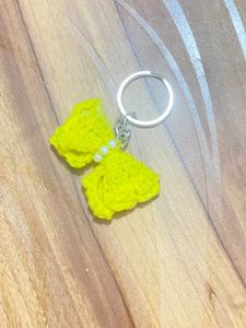 Yellow Crochet Bow Keychain