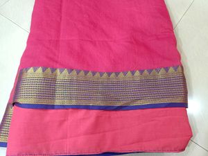 Silk Saree- Pink Saree With Purple Border