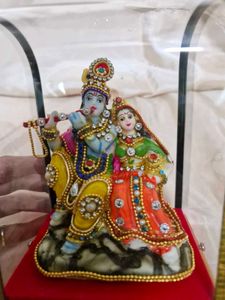 Radha Krishna Idol In Glass Case