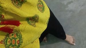 Yellow Floral Print Peasant Short Kurti