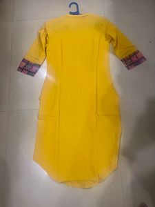 Yellow Embroidered Kurti