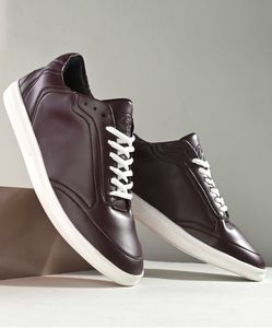 Burgundy Leather Sneakers - Size 10
