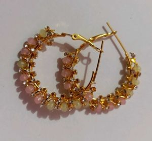 Stylish Hoop Earrings with Stone Accents