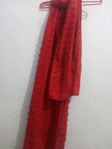Red Pom Scarf