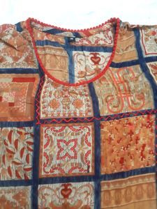 Beautiful A-line Multi-coloured Pompom Long Kurta