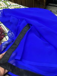 Plain Royal blue Saree with black border