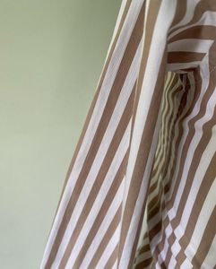 Beige stripe pure cotton fitted shirt