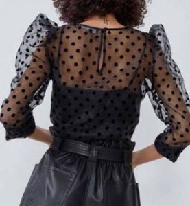 Zara Polka Dot Organza Sheer Top With inner