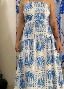 Blue Halter Neck Maxi Dress