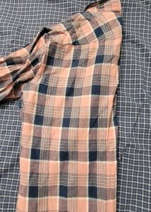Peach &amp; Navy Plaid Shirt