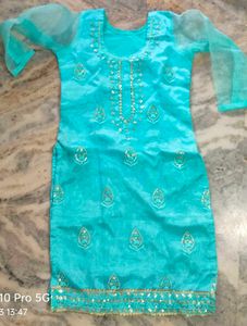 Aqua Embroidered Kurta Set