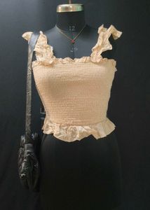 Ruffled Smocked Crop Top