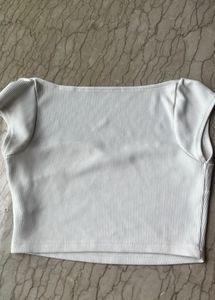 Ribbed White Crop Top