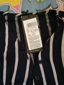 Navy Blue Striped Crop Top