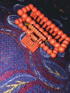 Red Beaded Hair Claw Clip