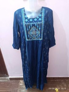 New Unused Xxl Avaasa Blue Embroidered Kurta