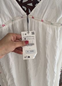 Zara Brand New Lim Edition Cotton Beads Maxi Dress