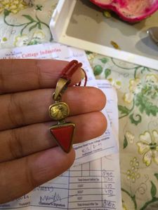 Natural Yellow Sapphire and Coral Pendant